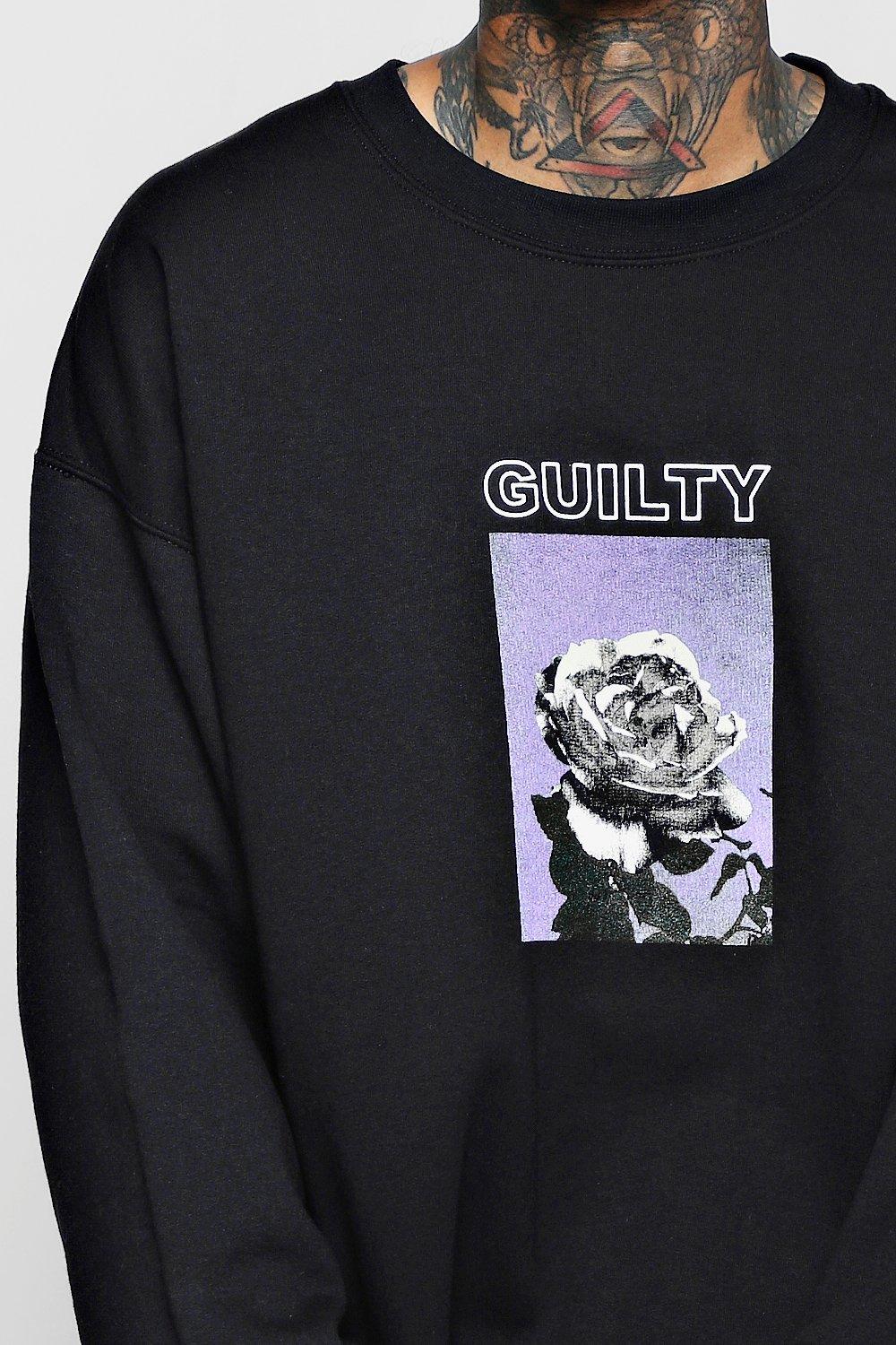 Guilty Pleasures Chest Print Oversized Sweater Boohoo