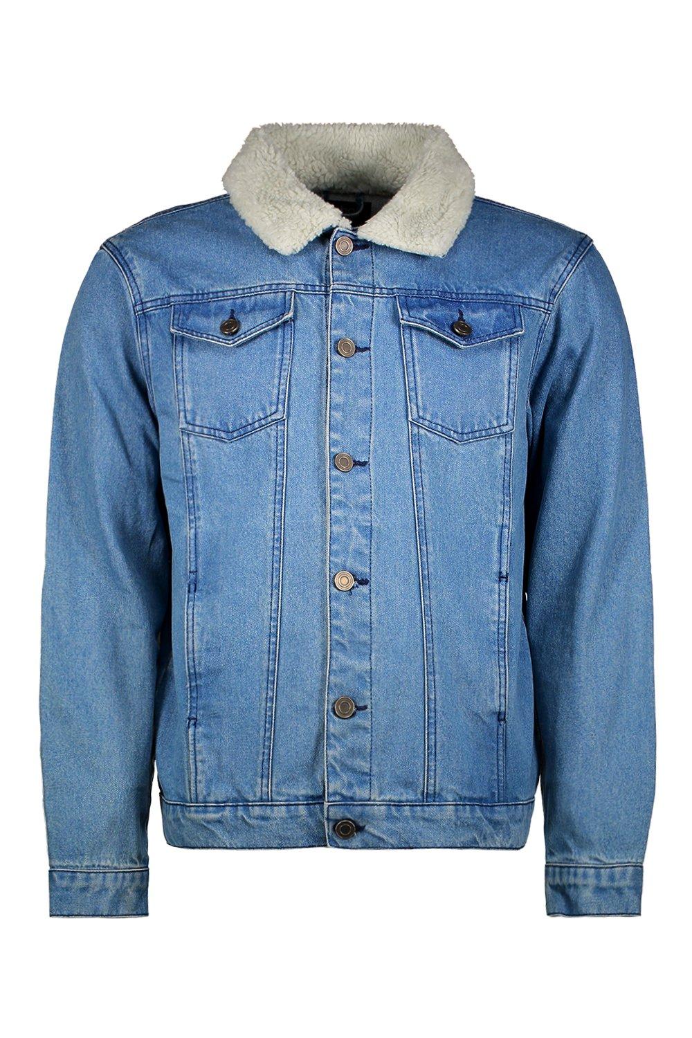 blue denim borg jacket