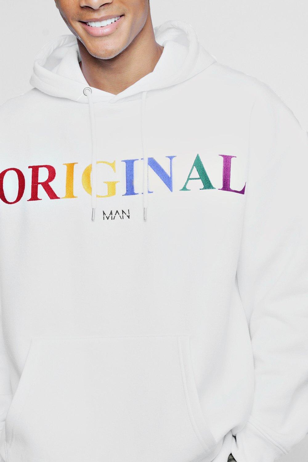 Rainbow embroidered online hoodie