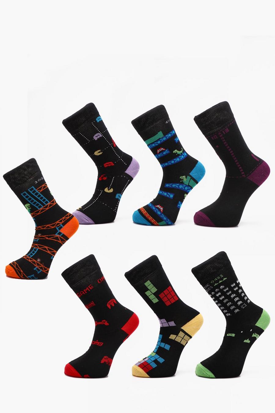 Pack de 7 pares de calcetines gaming retro, Negro image number 1