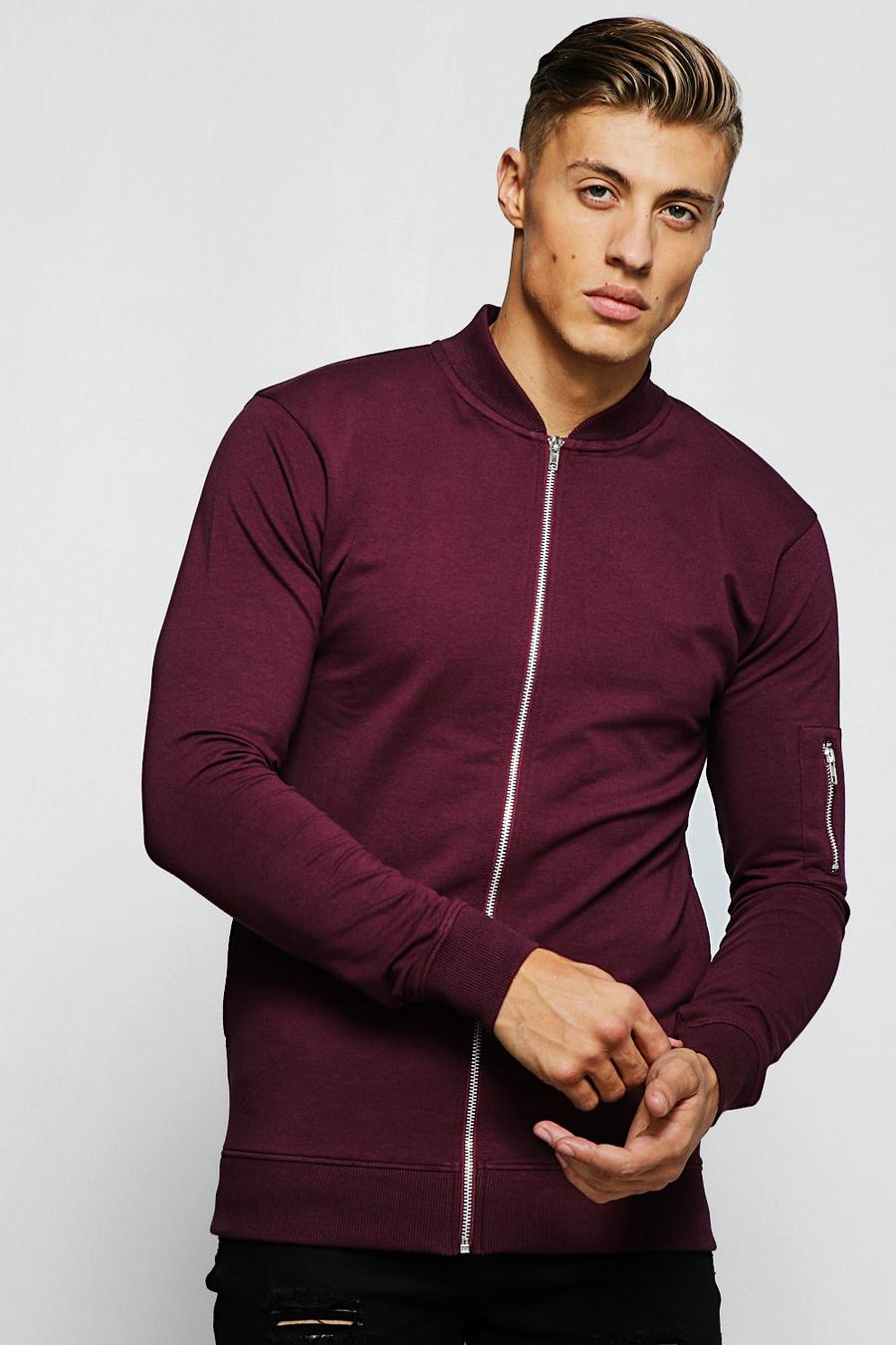 Wine Muscle Fit MA1 Bomber Jacket image number 1