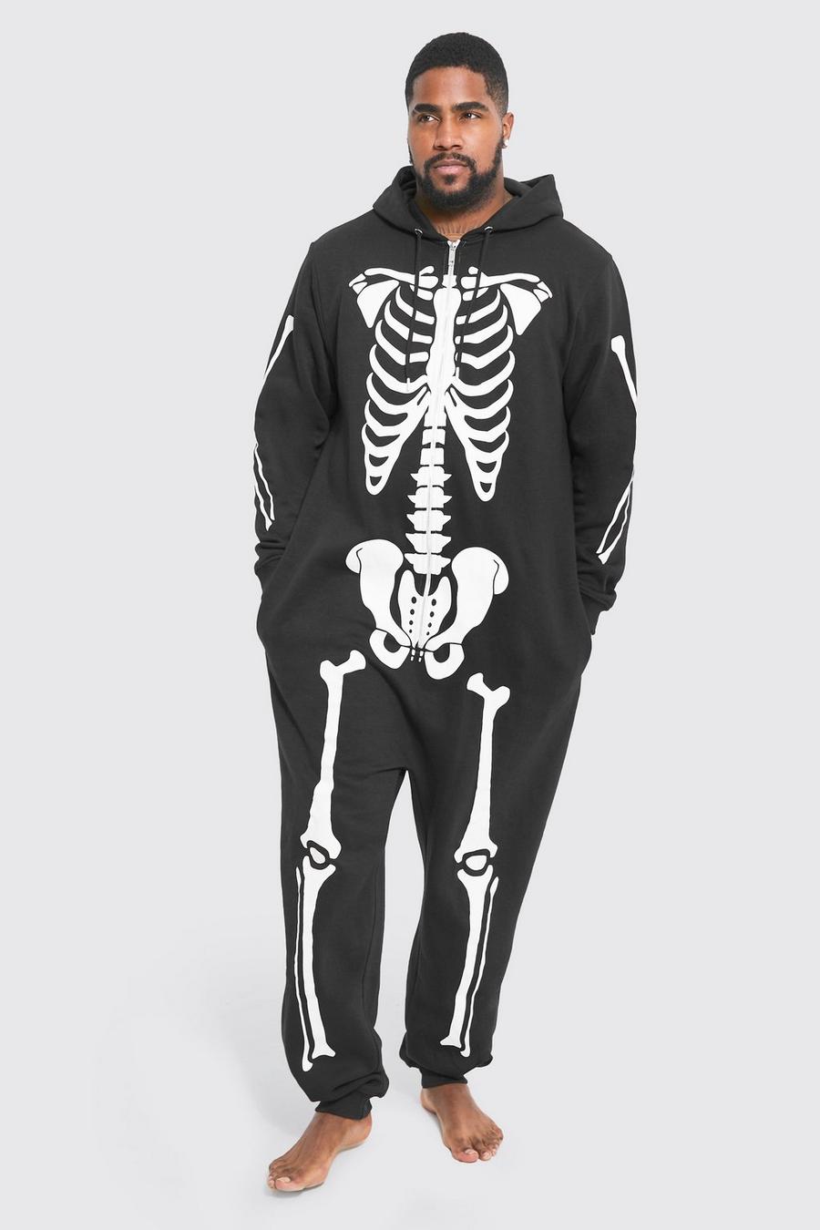 Black Plus Size Halloween Skeleton Onesie