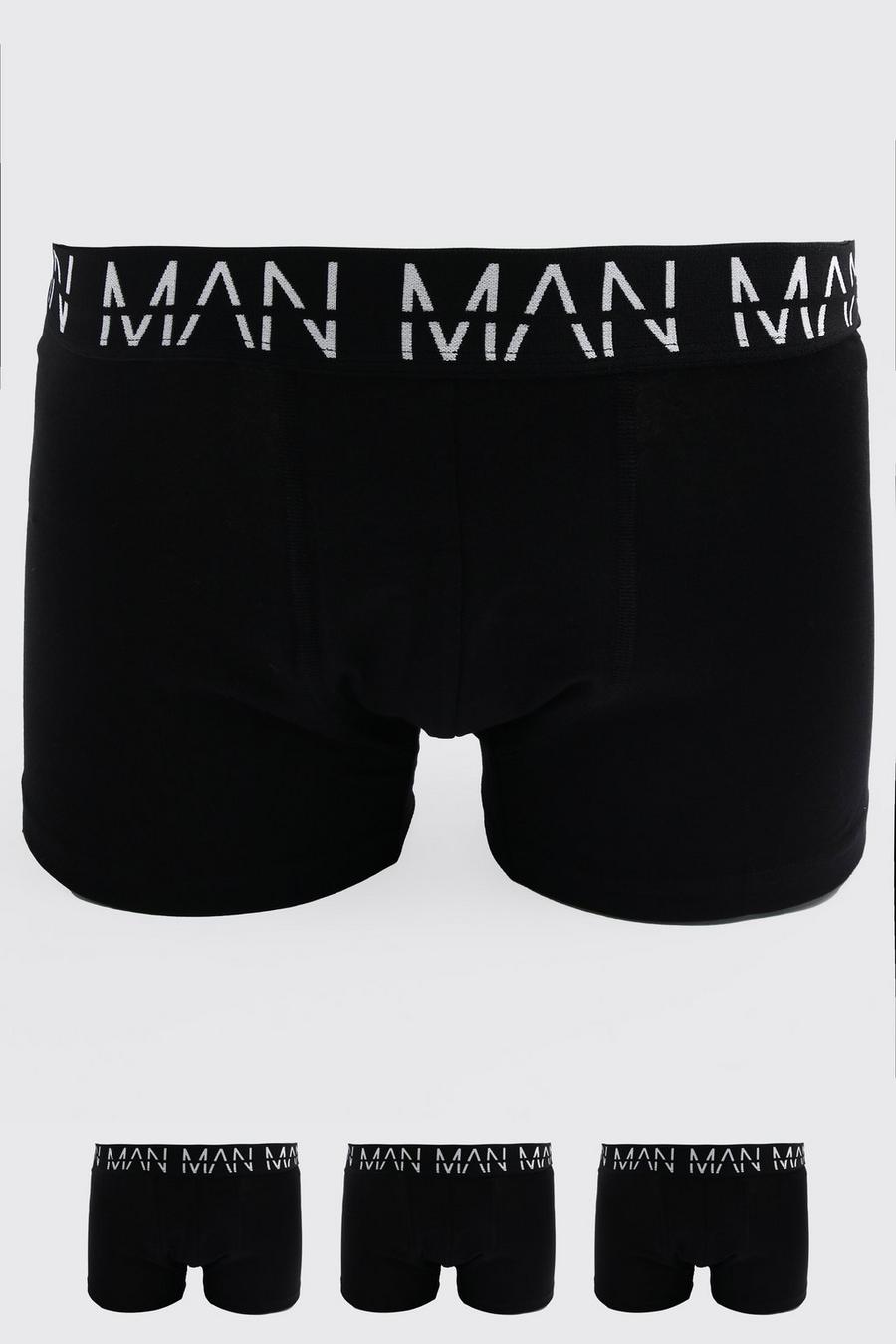 Black Plus Size 3 Pack Man Repeat Mid Length Trunks image number 1