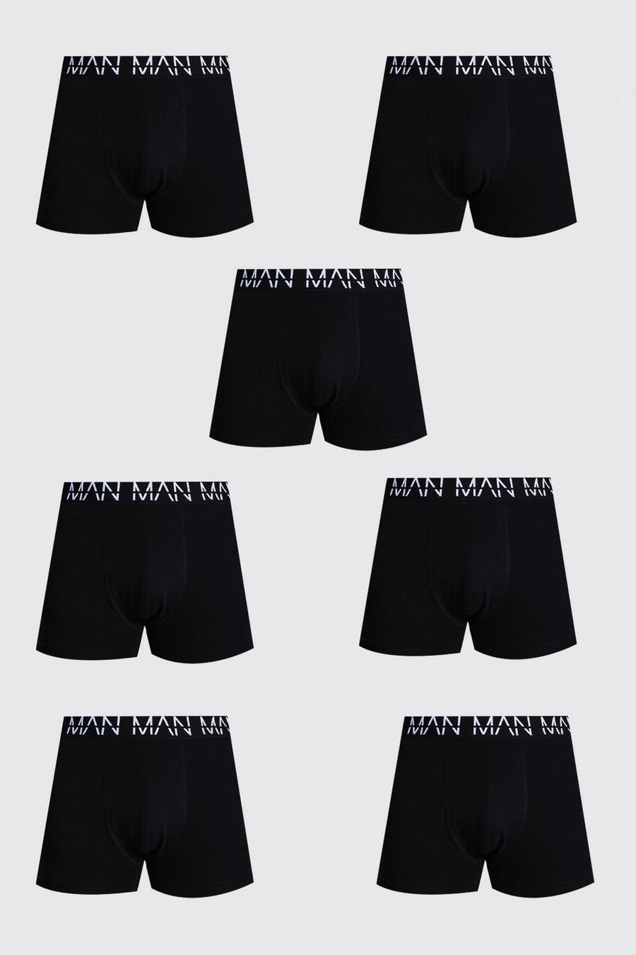 Black Plus Size 7 Pack Man Repeat Mid Length Trunks image number 1