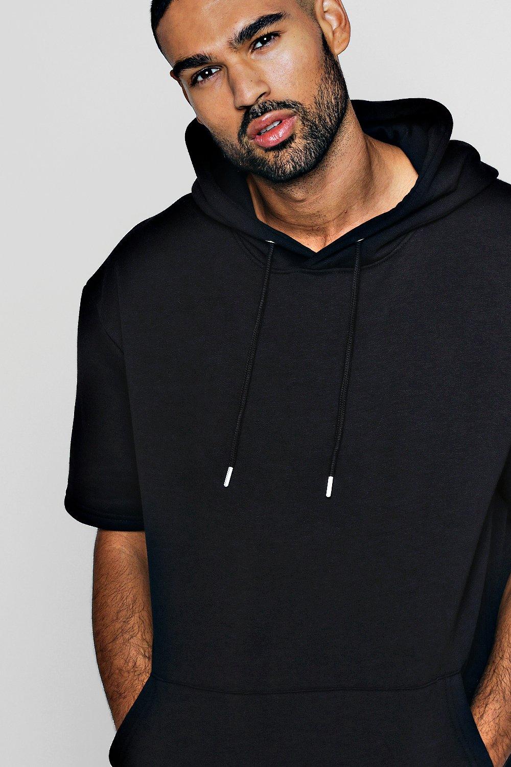 Sweat capuche manche discount courte