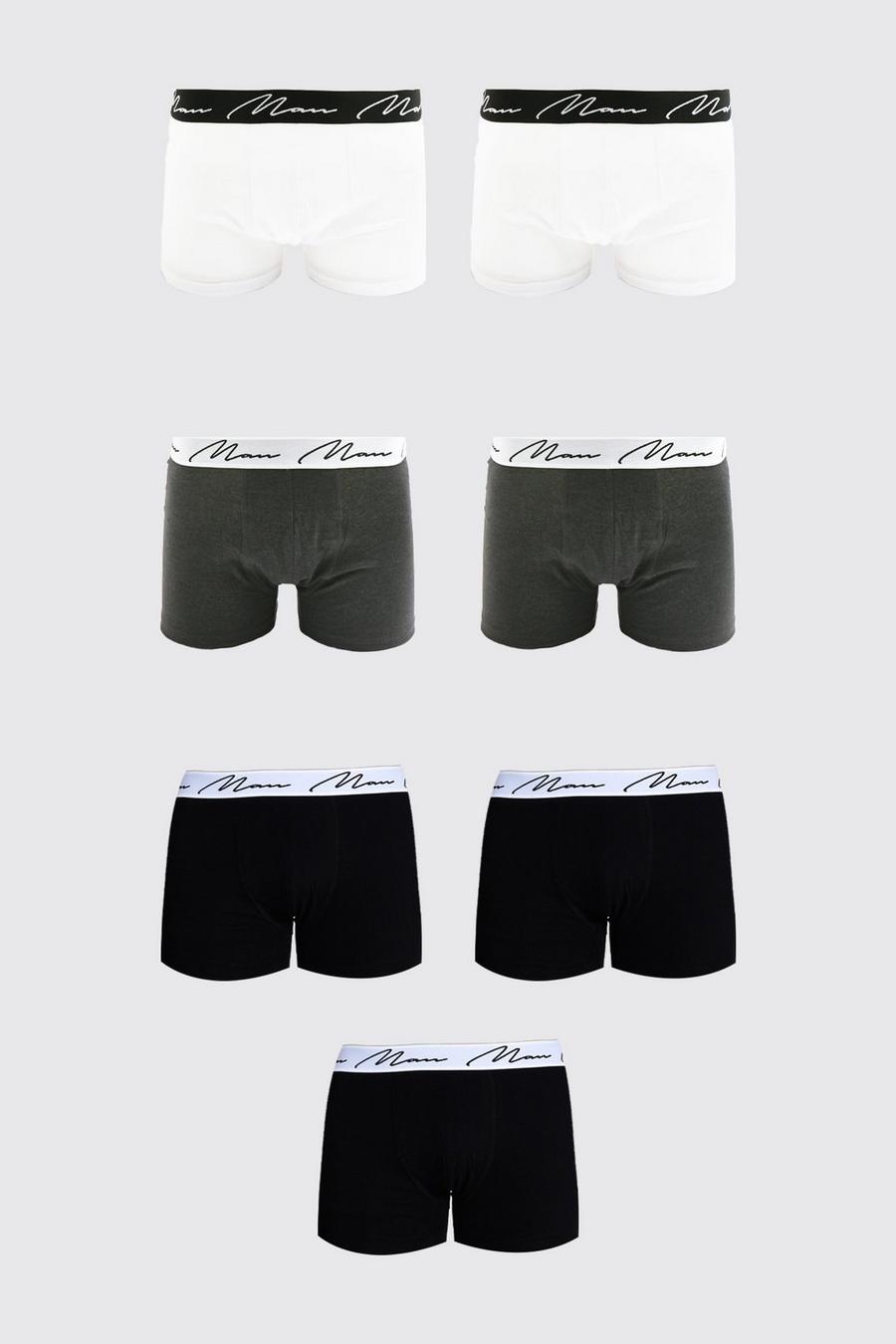 Multi Plus Size 7 Pack Man Script Mixed Trunks image number 1