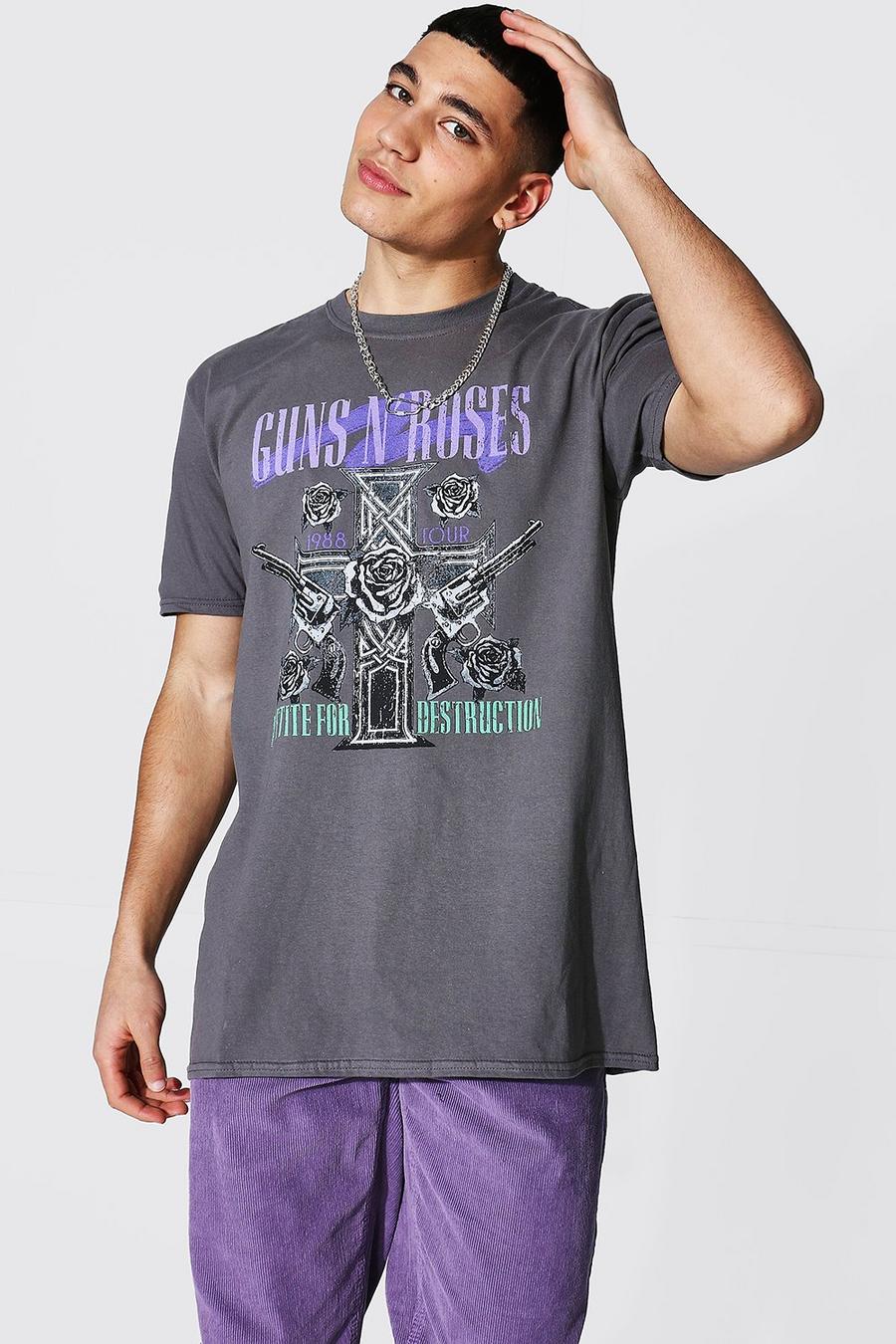 Guns N Roses Lizenz T-Shirt in Übergröße, Anthrazit image number 1