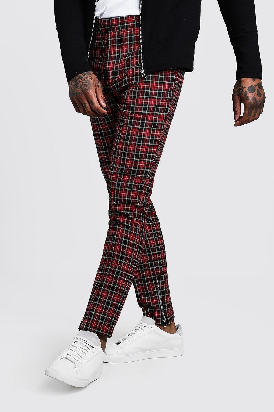 Plaid Smart Pants With Zip Ankle Detail image number 1