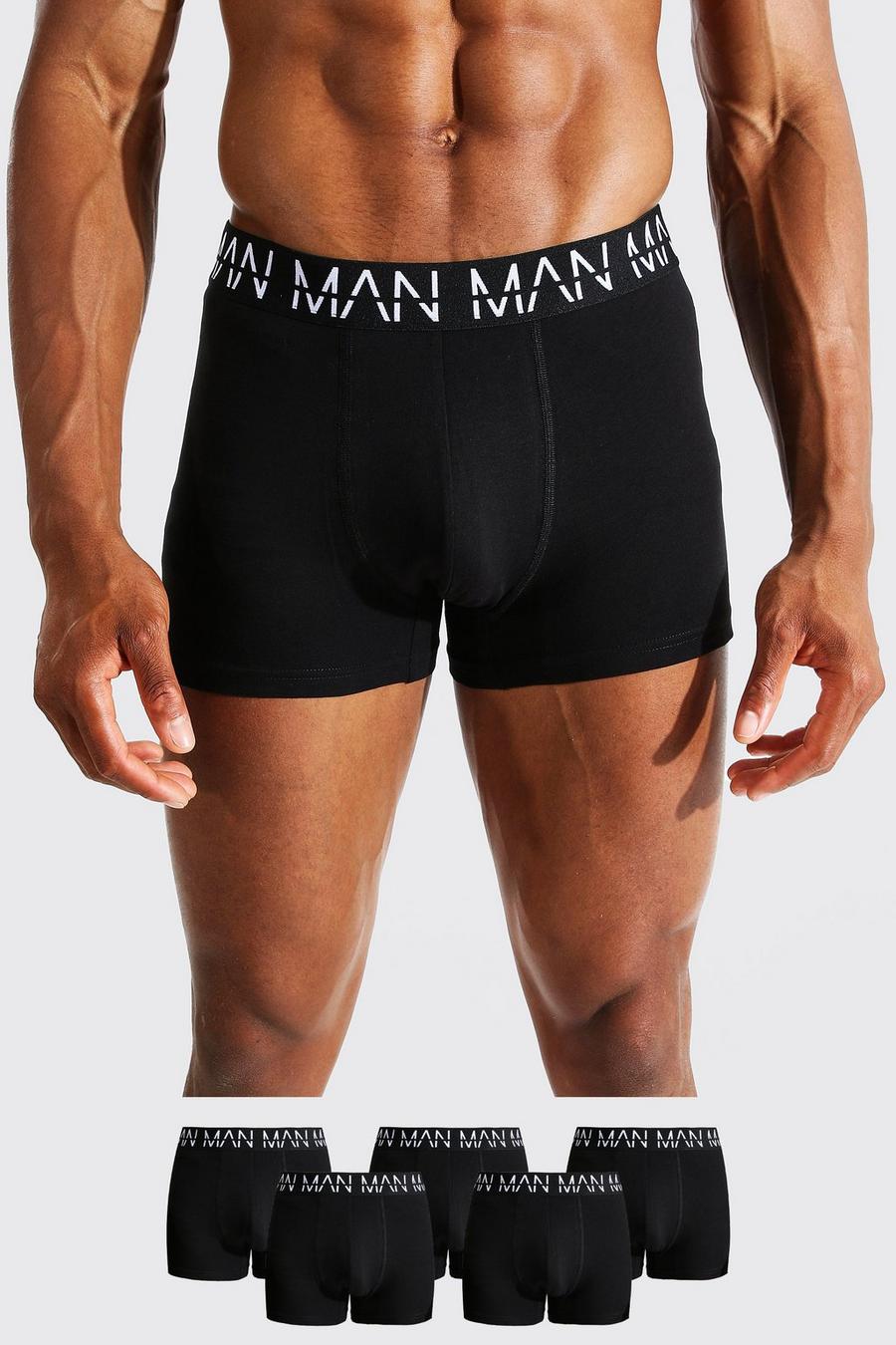 Black Plus Size 5 Pack Man Repeat Mid Length Trunks image number 1