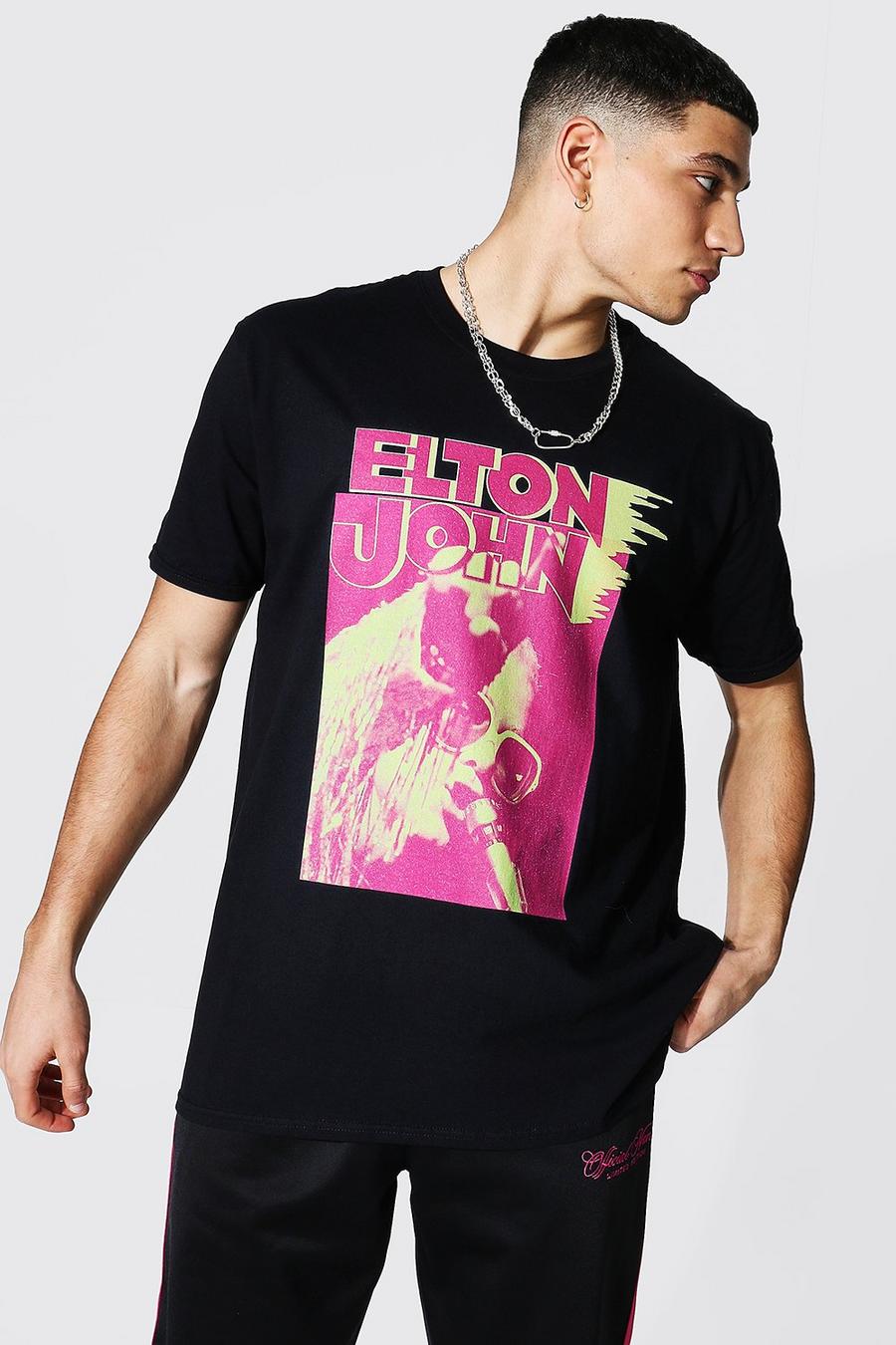 Camiseta ancha con licencia de Elton John Homage, Negro image number 1
