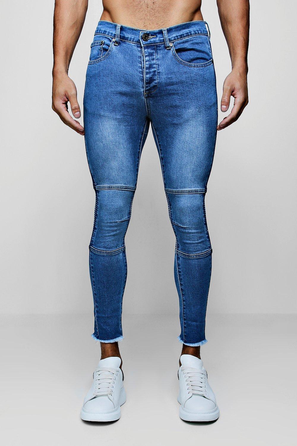 blue skinny biker jeans