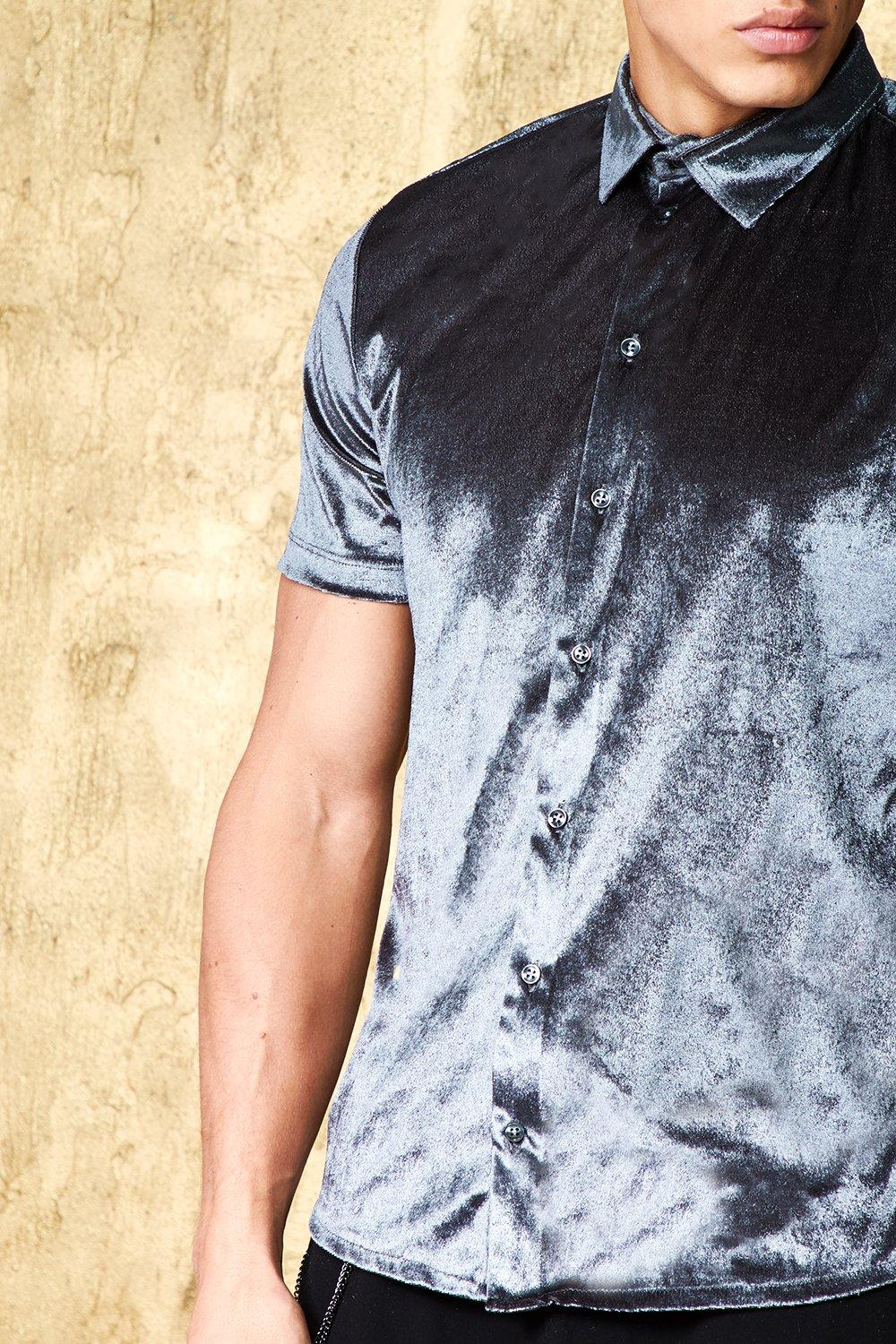 Short Sleeve Velour Shirt | boohoo Short Sleeve Velour Shirt | boohoo