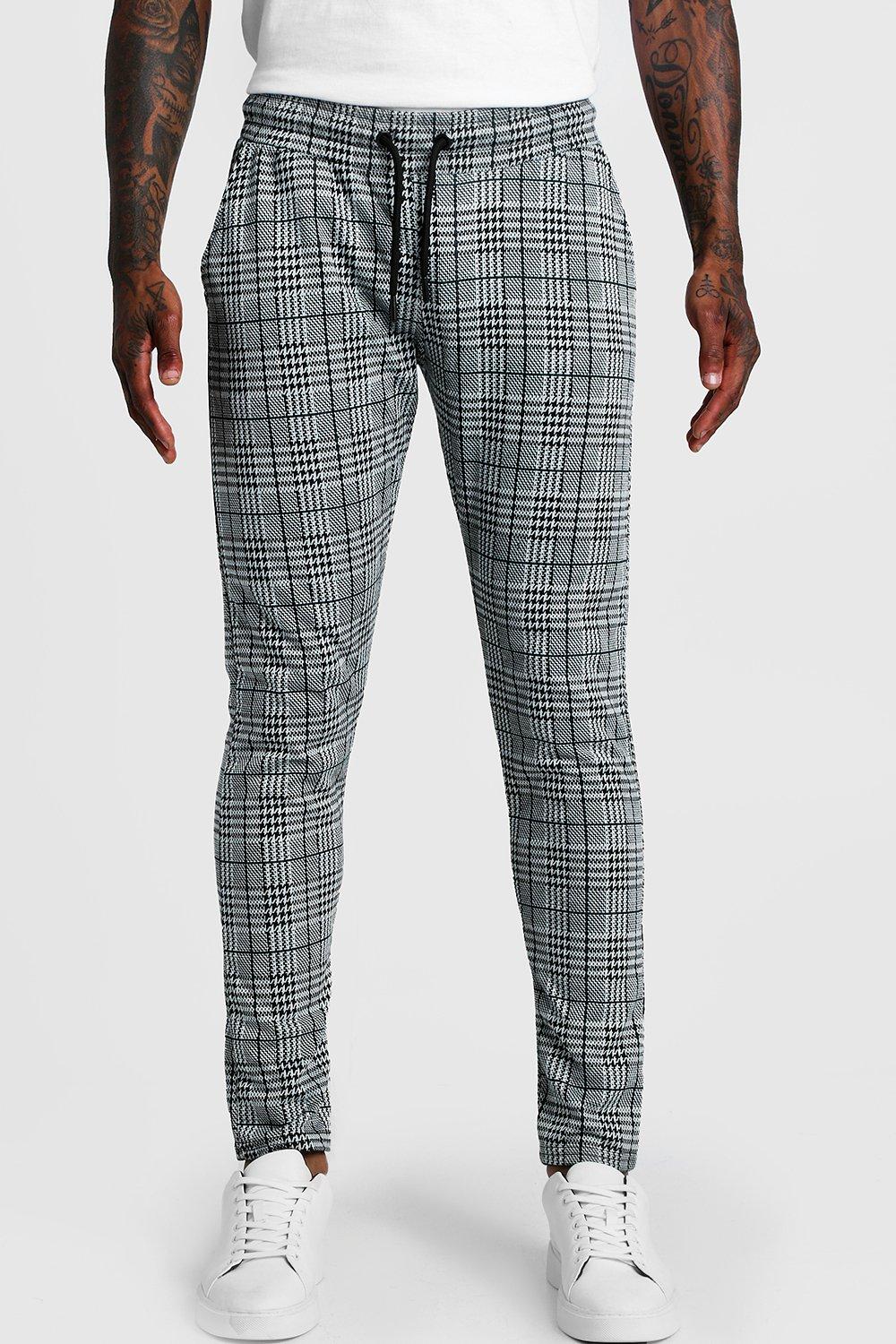 Checked store jogger trousers