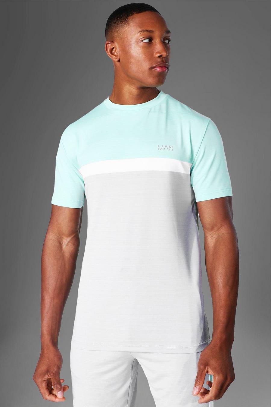 Mint Man Active Gym Marl Colour Block T Shirt image number 1