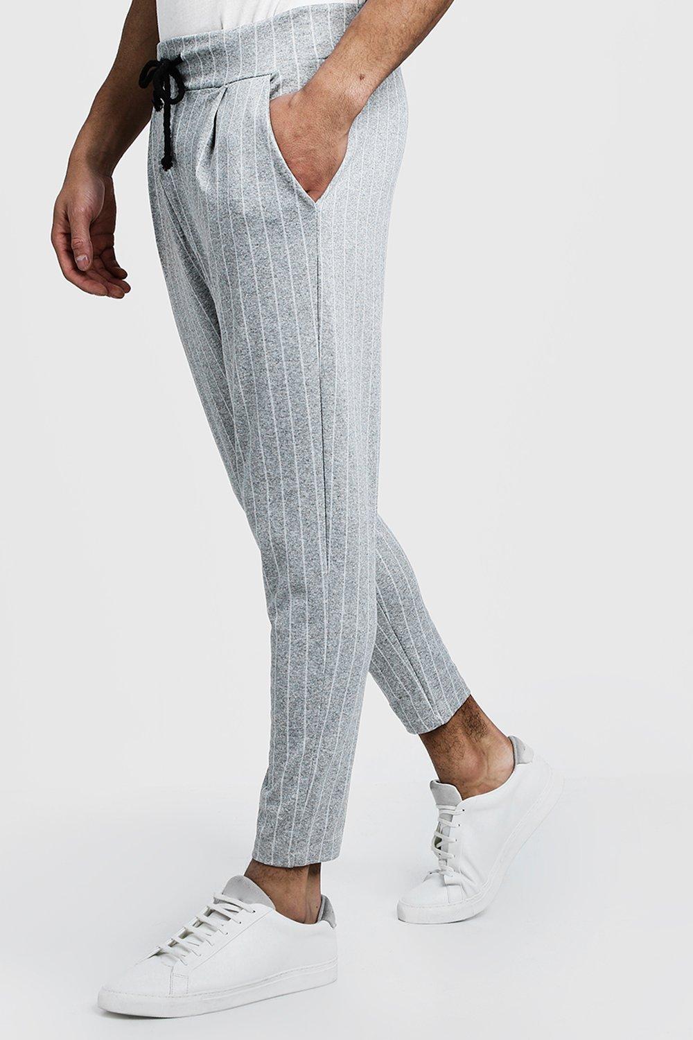 mens pinstripe smart joggers