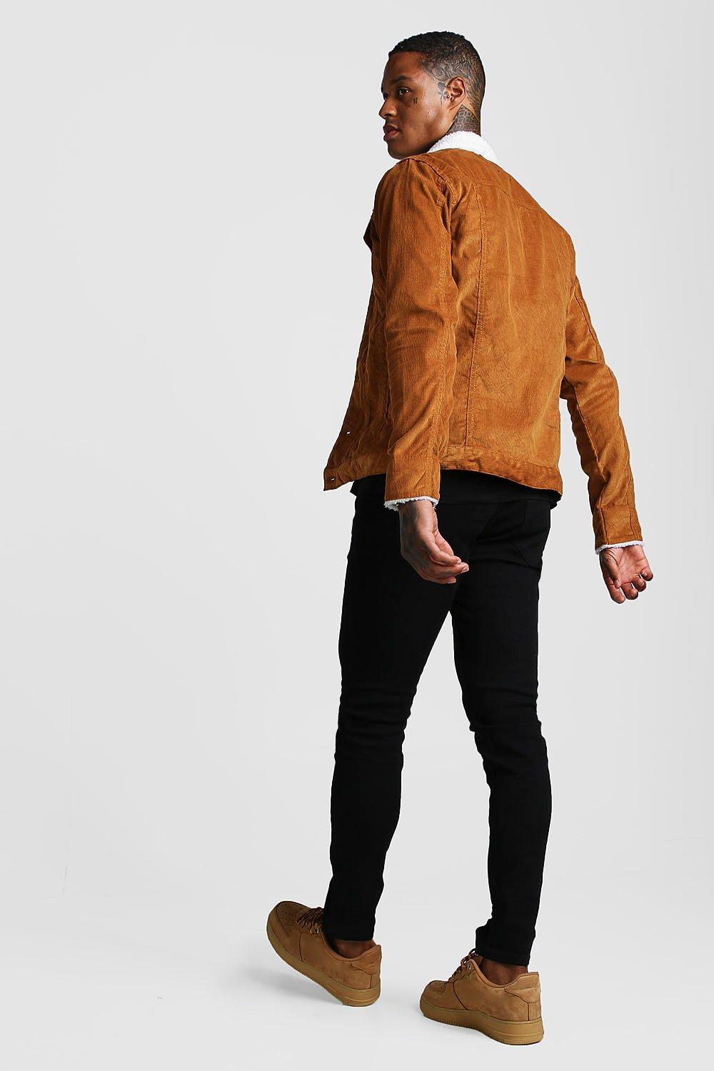 Corduroy Jacket With Borg Collar boohoo UK