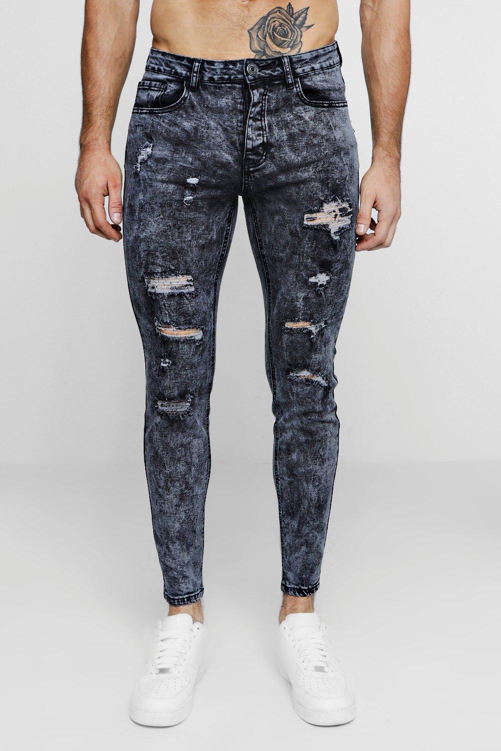 Distressed acid 2024 wash jeans