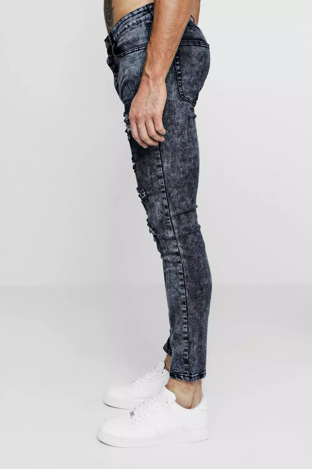 Mens acid store wash skinny jeans