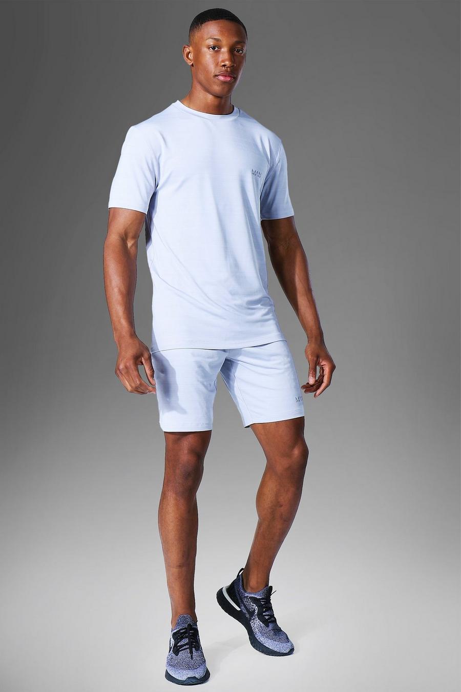 Ice grey Man Active Gym Marl T Shirt Short Tracksuit image number 1
