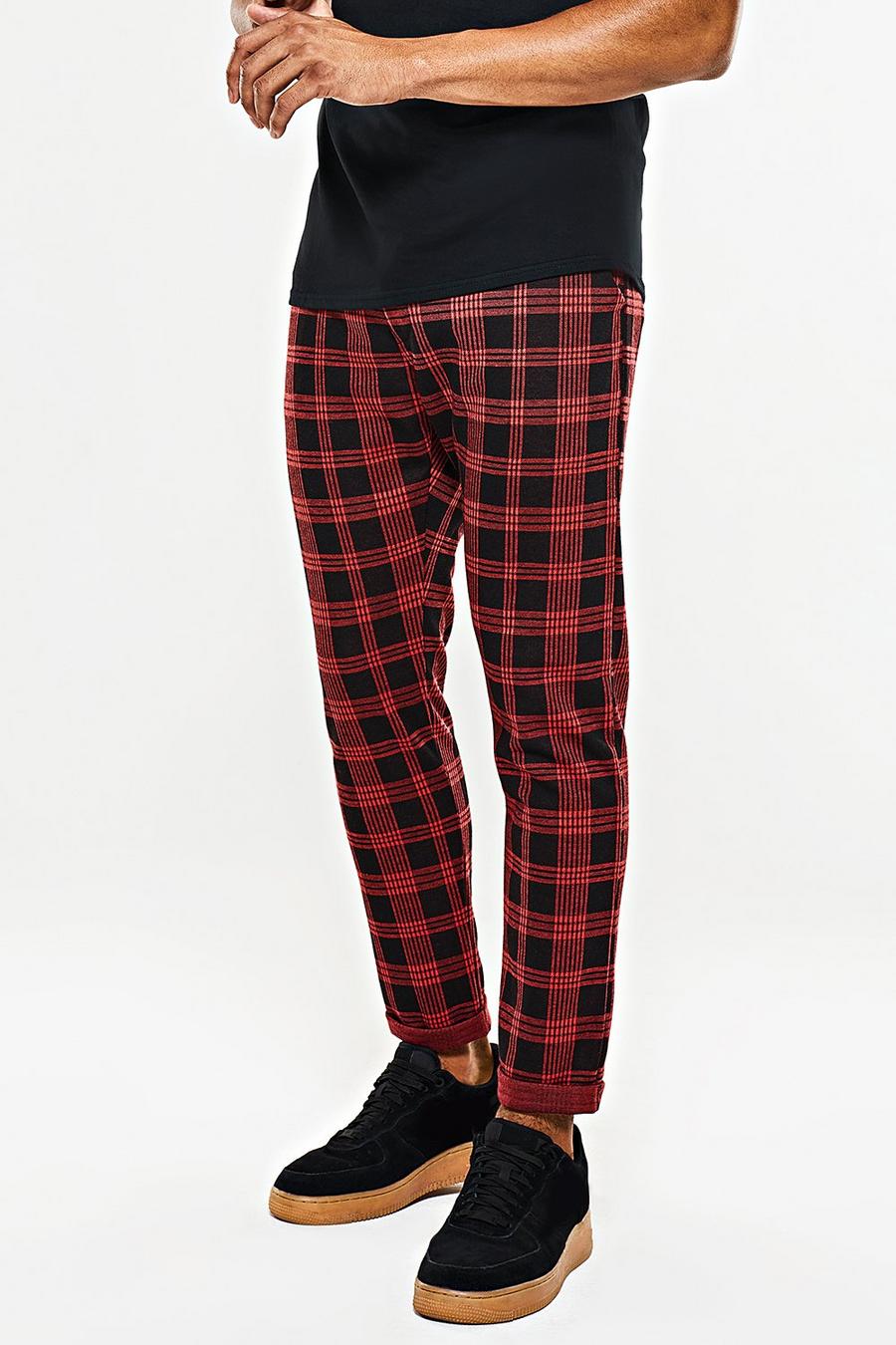Red Plaid Jogger Pants image number 1