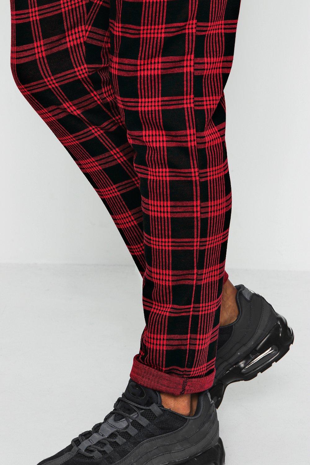 Mens red sale plaid joggers