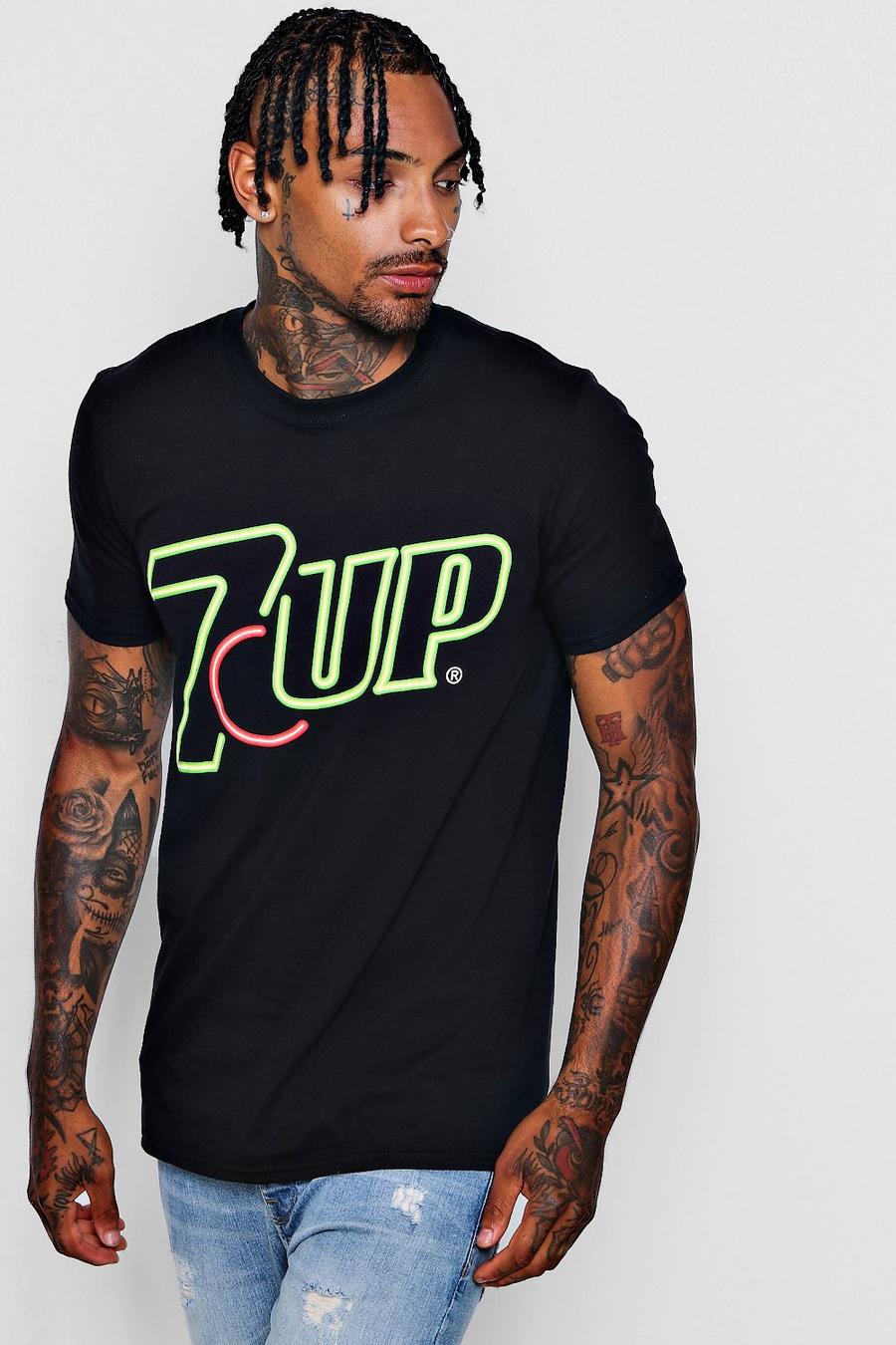 Black 7up Neon Logo Mens T-Shirt image number 1