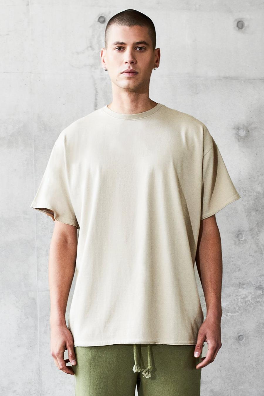 Schweres, ungesäumtes Oversized T-Shirt, Grau image number 1