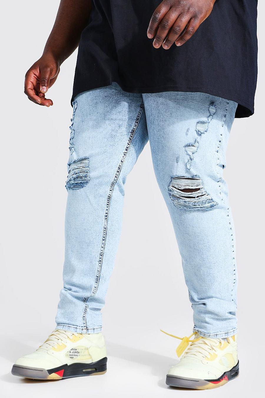 Ice blue Plus - Skinny jeans med slitna knän image number 1