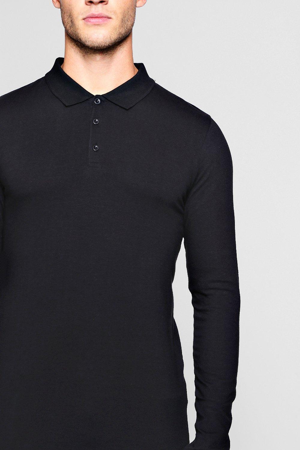 muscle fit long sleeve polo