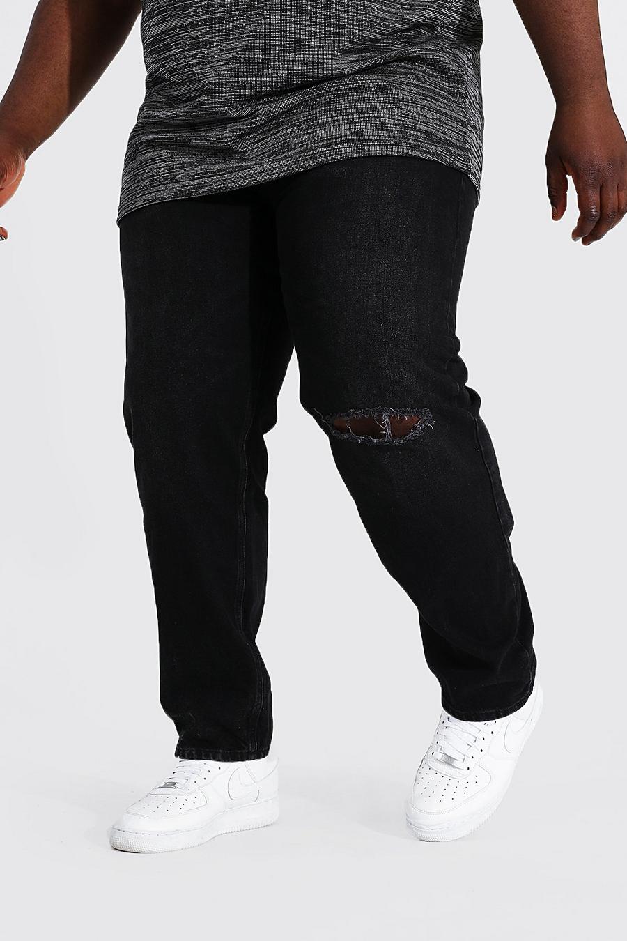 Washed black Plus - Slitna jeans med raka ben image number 1