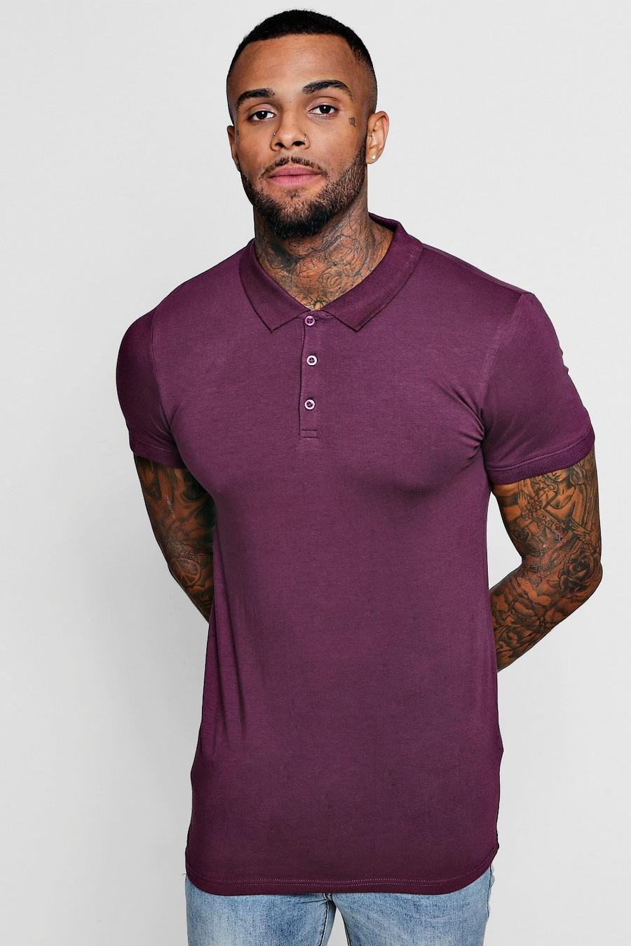 Wine Short Sleeve Muscle Fit Polo image number 1