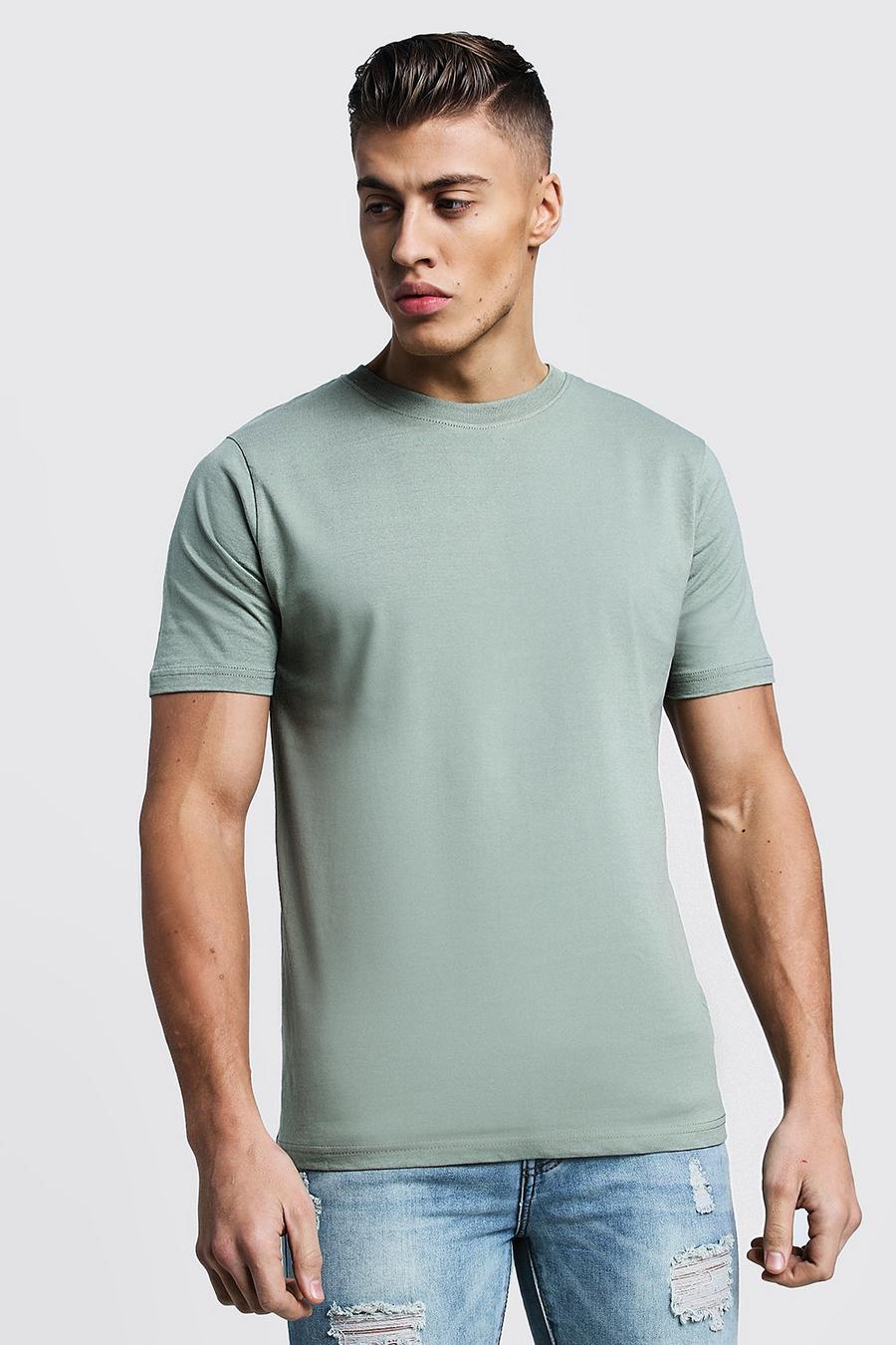Basic Crew Neck T Shirt, Green image number 1