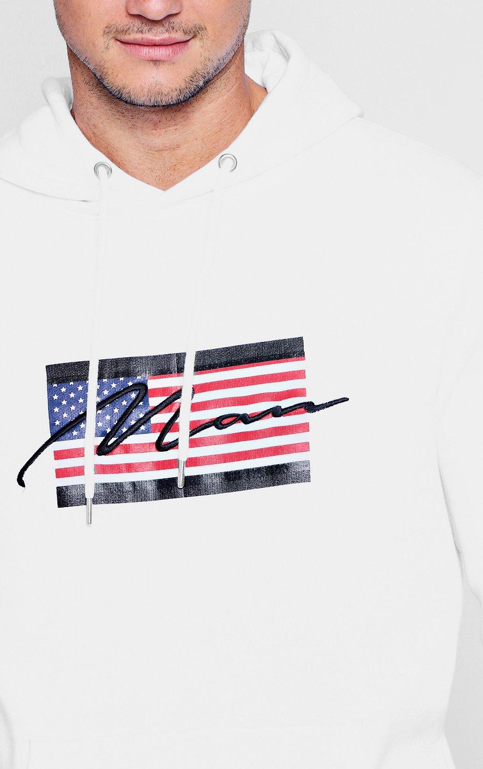 Chándal con capucha estampado bandera americana bordado | boohoo