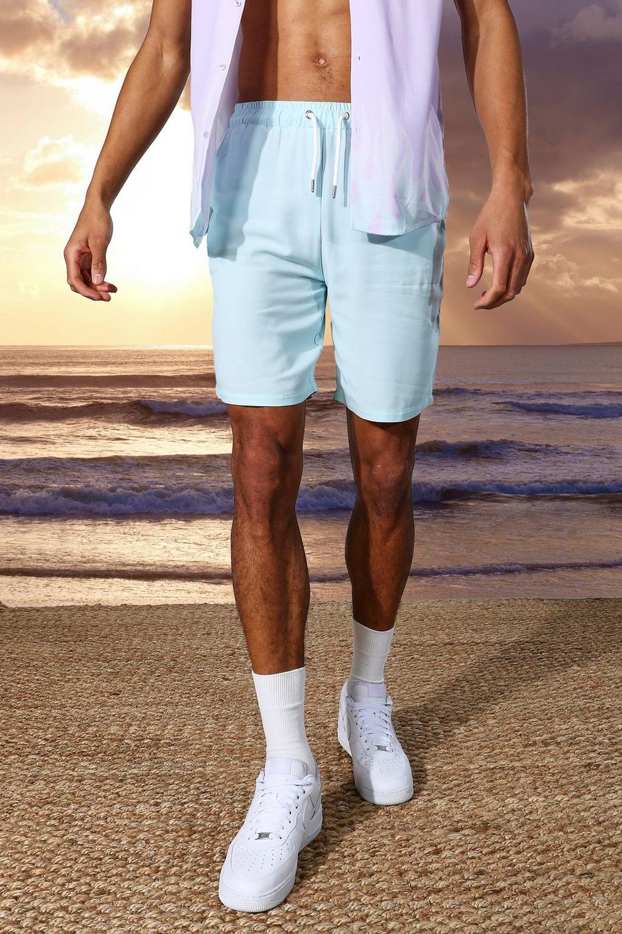 Lilac Tall Middellange Effen Viscose Shorts image number 1