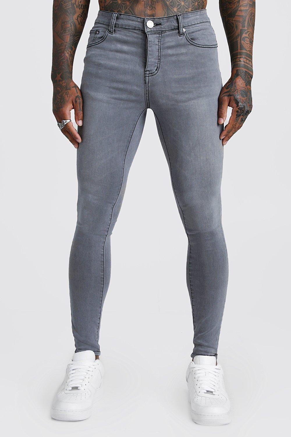 mens grey spray on skinny jeans