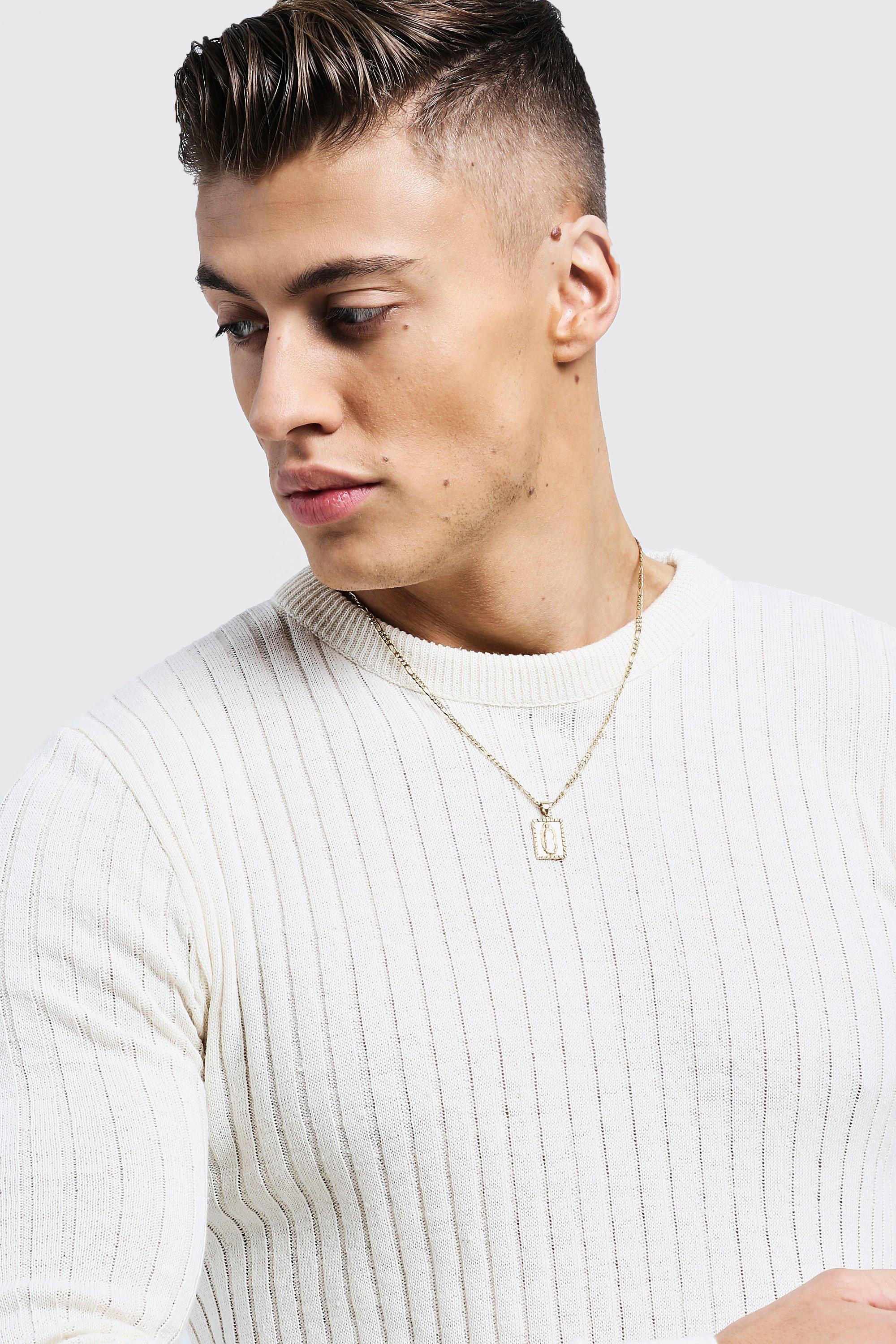 Muscle Fit Ribbed Crew Neck Jumper