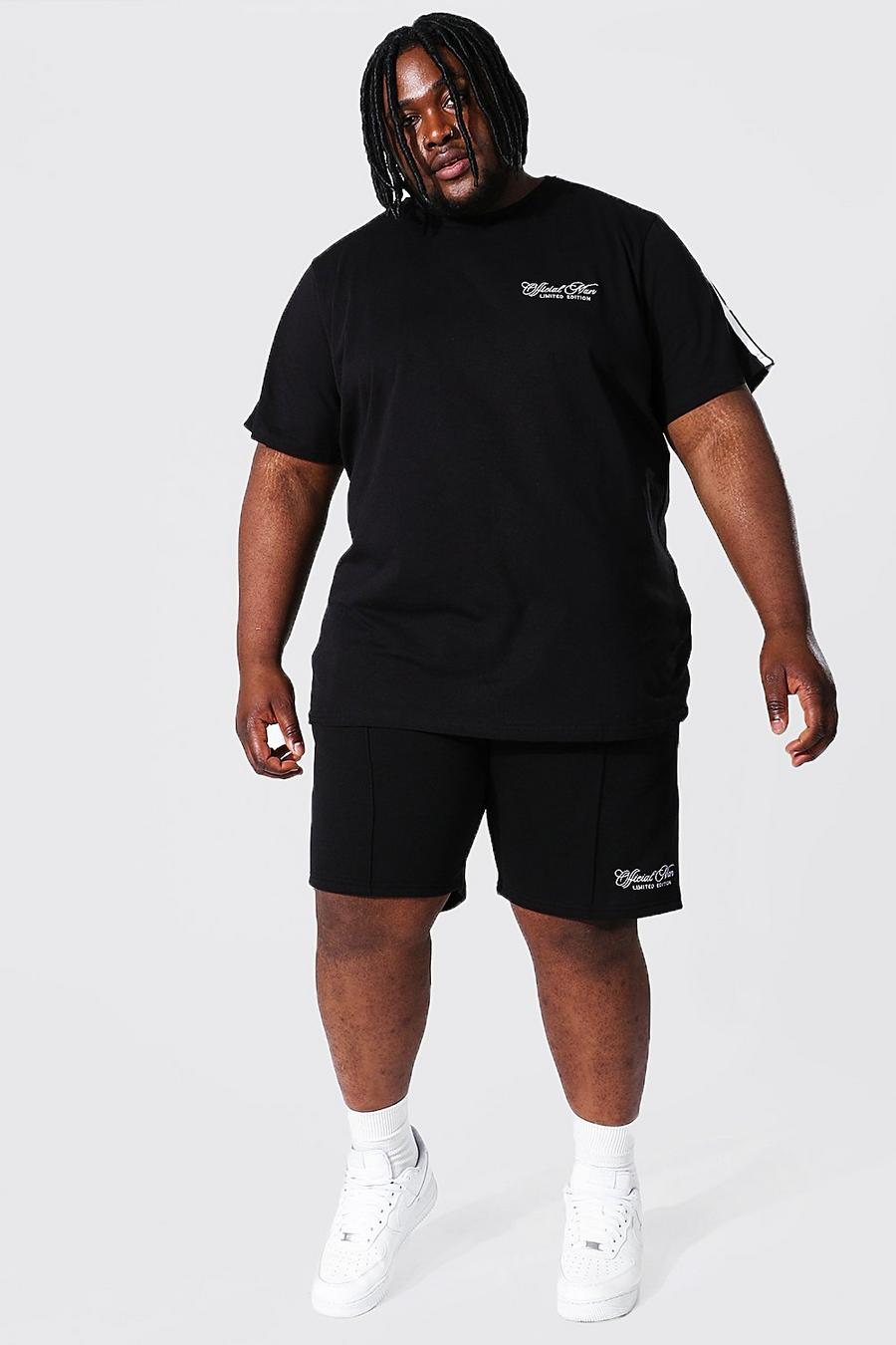 Black Plus Official Man Tape Tee And Short Set image number 1