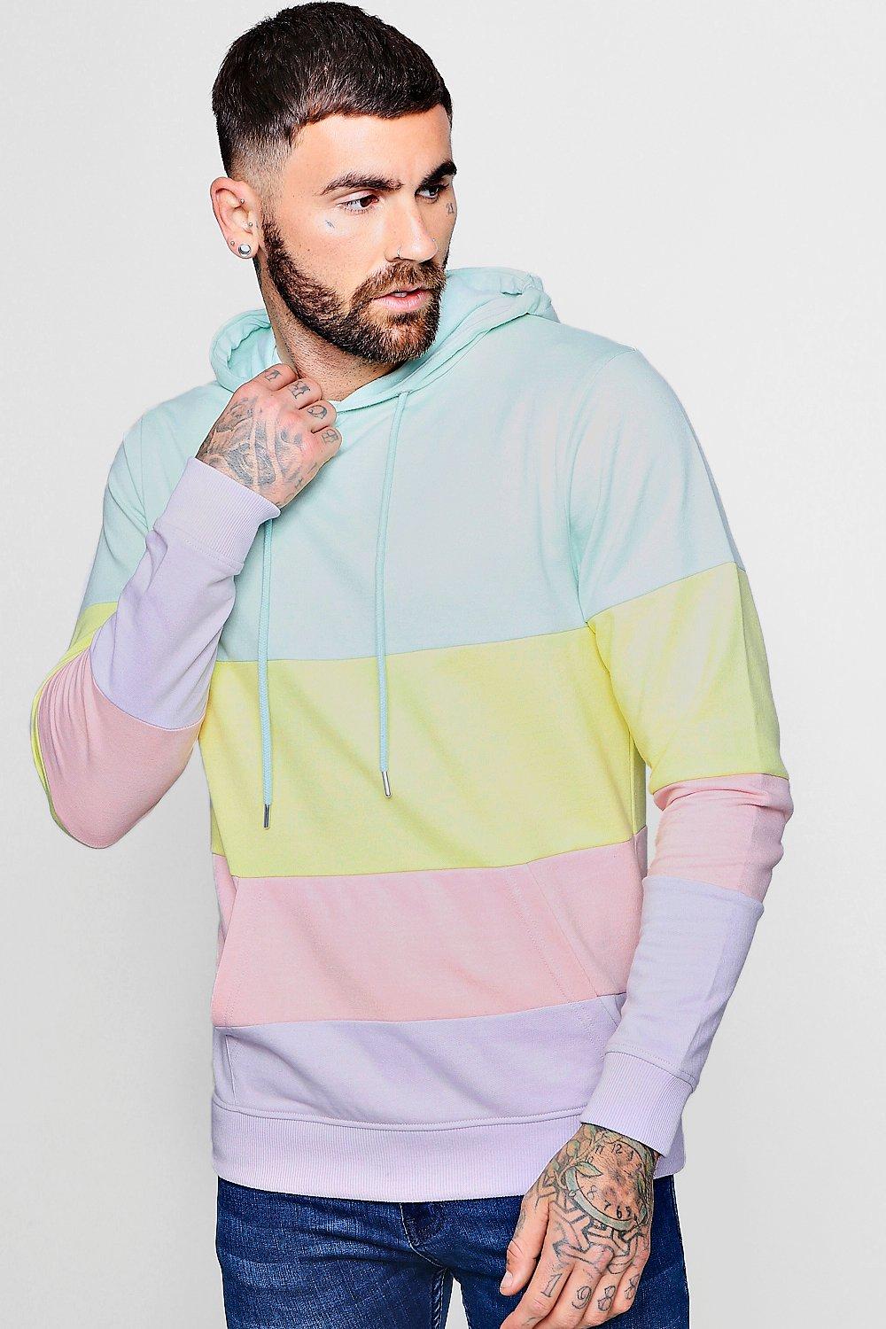 mens pastel color block hoodie