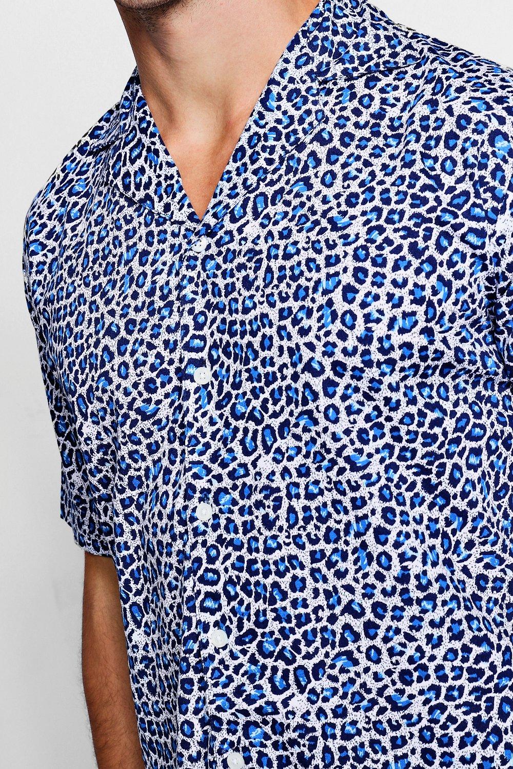 Blue leopard print shirt