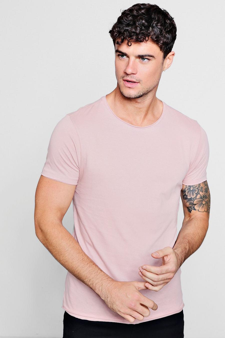 Pale pink Raw Edge Crew Neck T-Shirt image number 1