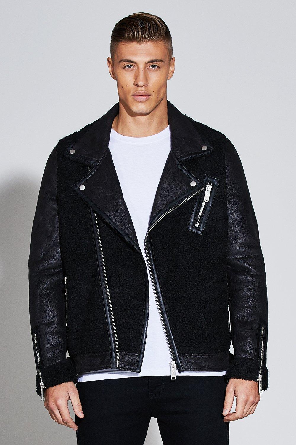 borg biker jacket