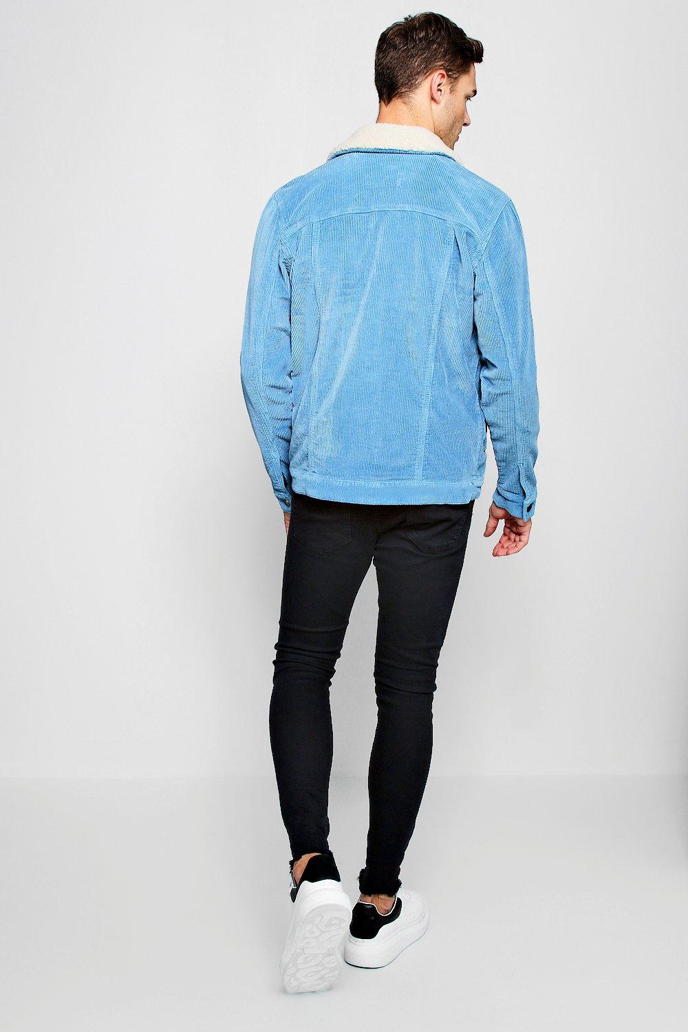 Blue Borg Collar Corduroy Jacket