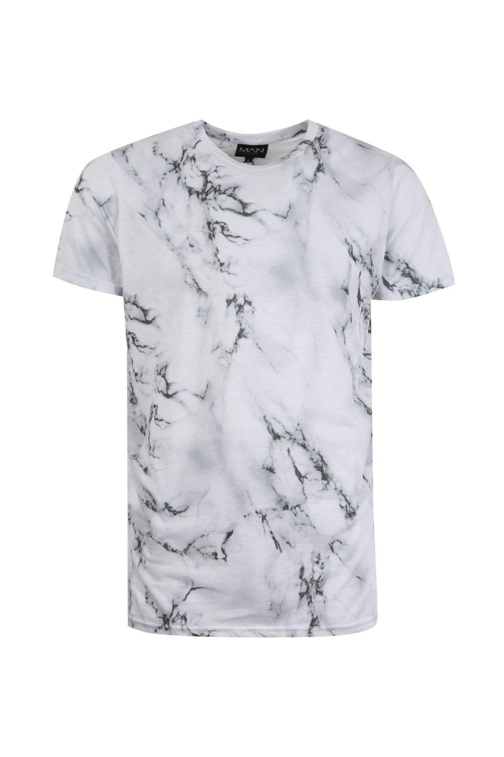 Longline Marble Effect T-Shirt