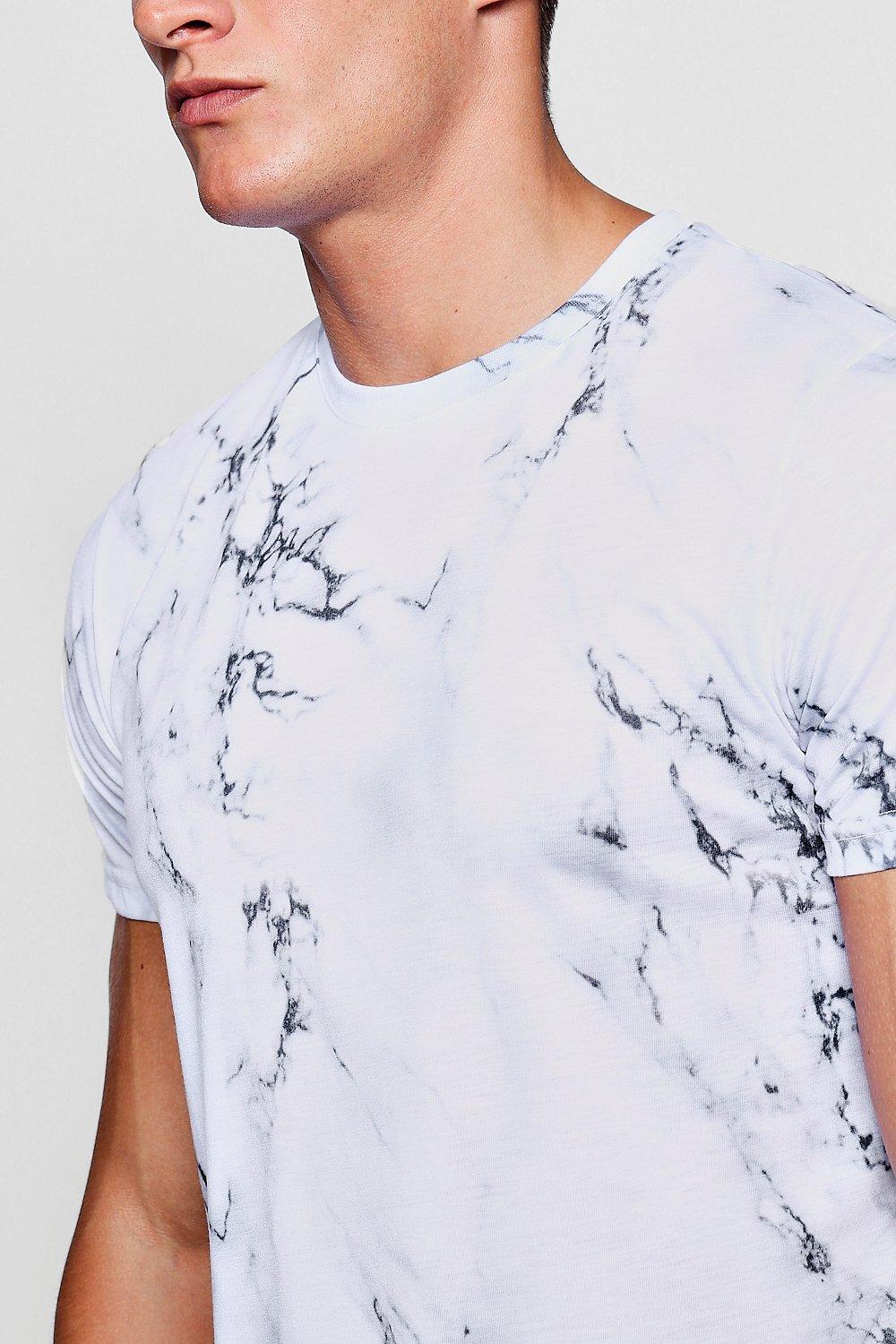 Longline Marble Effect T-Shirt