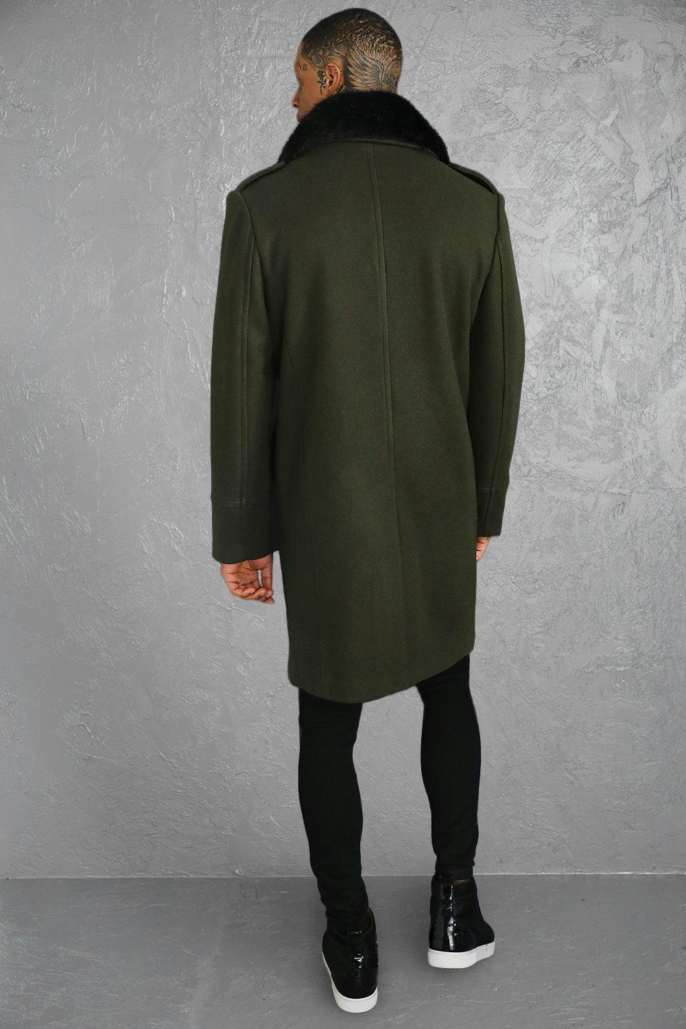 Mens military outlet style wool coat