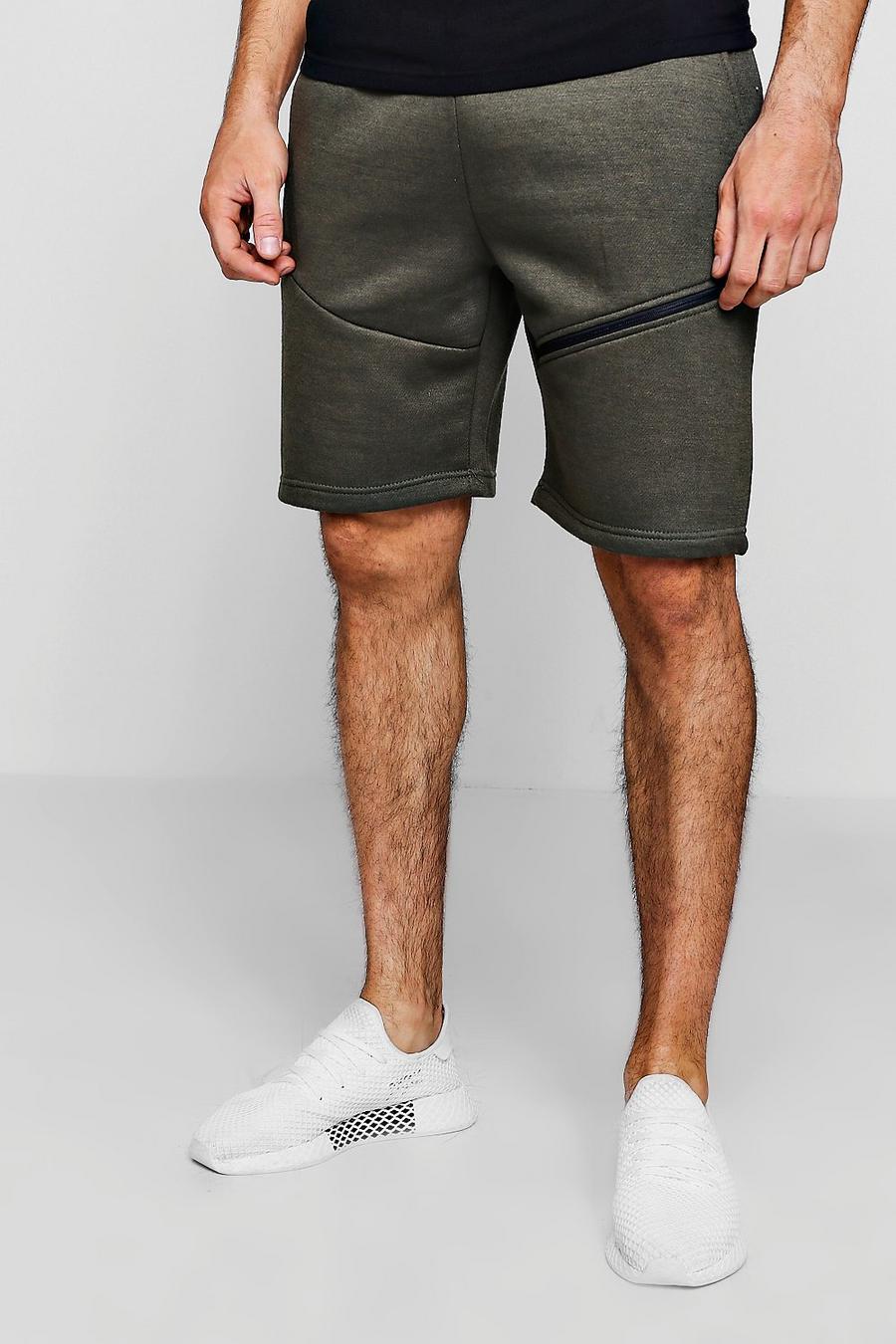 Shorts aus Jersey mit seitlichem Reißverschluss, Khaki image number 1