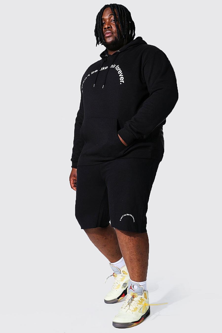 Black Plus size - Positive Träningsoverall med shorts image number 1