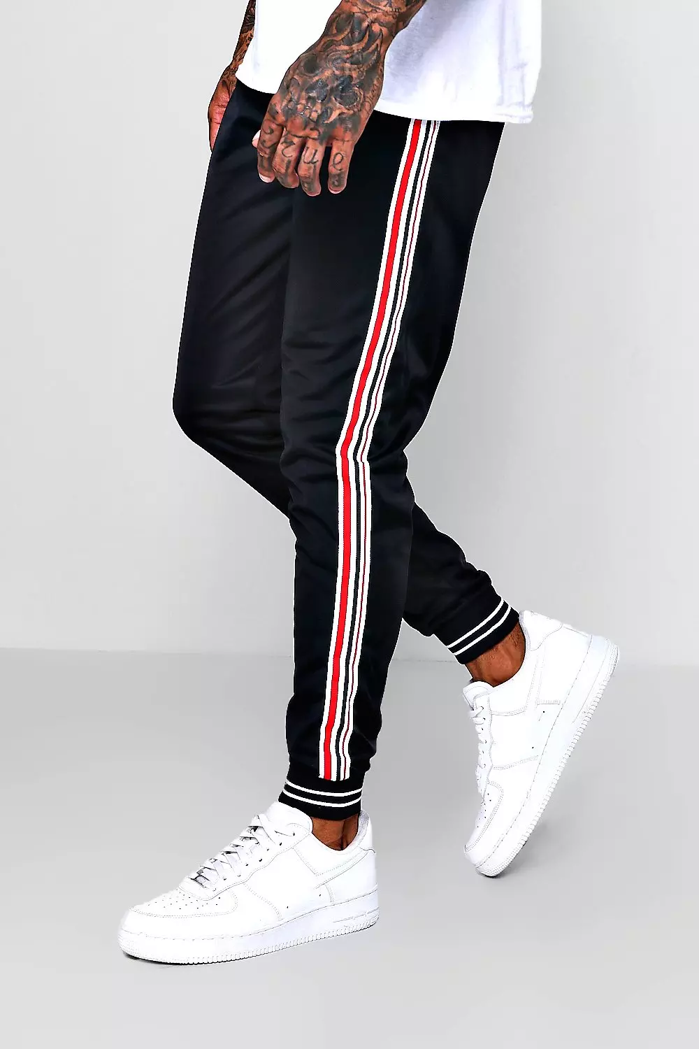 Track joggers best sale with side stripe