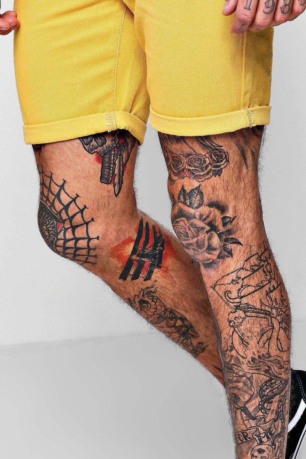 Yellow jean shorts store mens