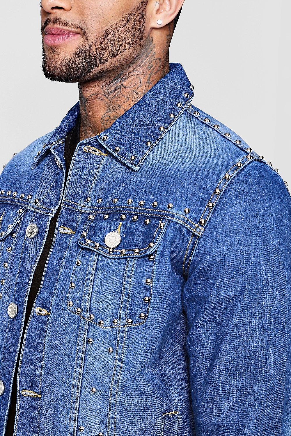 Studded jean jacket mens sale